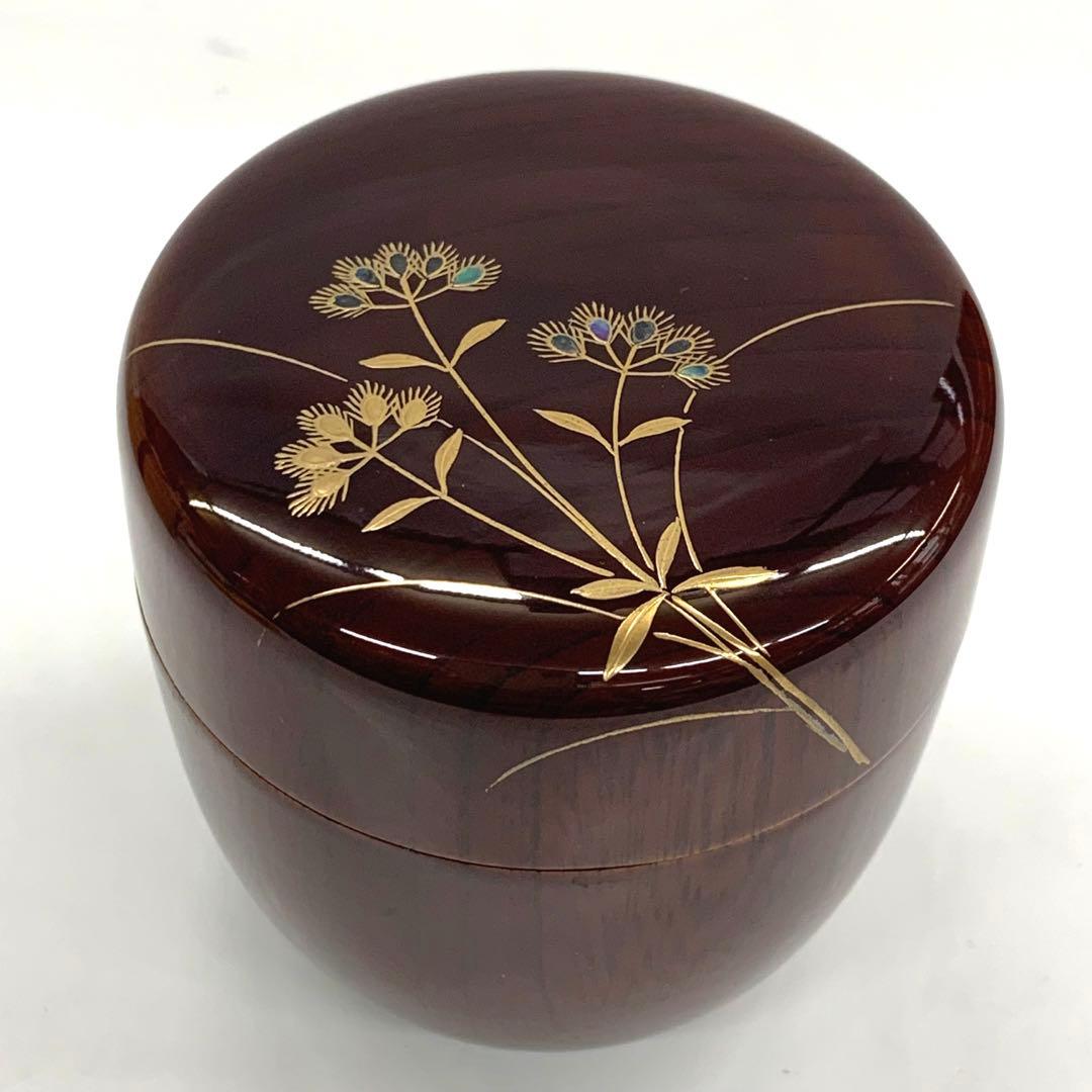 【大棗　藤袴　溜】長谷川祐斉　共箱