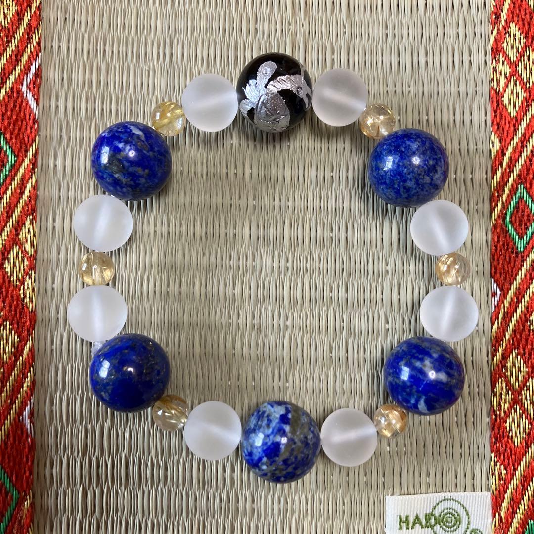 #天然石　四神玄武(亀)オニキス＊ゴールドルチル＊ラピスラズリ【長寿と幸運】