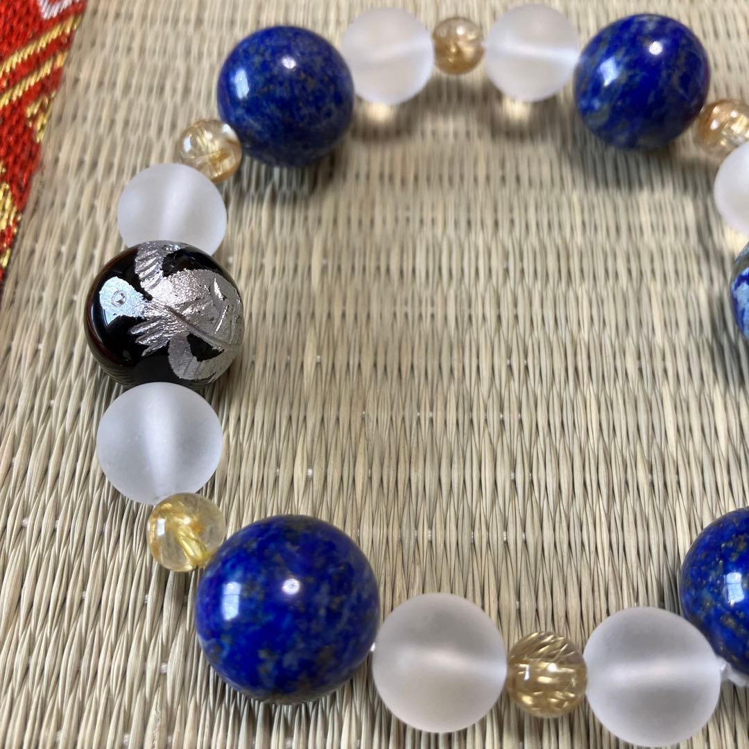 #天然石　四神玄武(亀)オニキス＊ゴールドルチル＊ラピスラズリ【長寿と幸運】