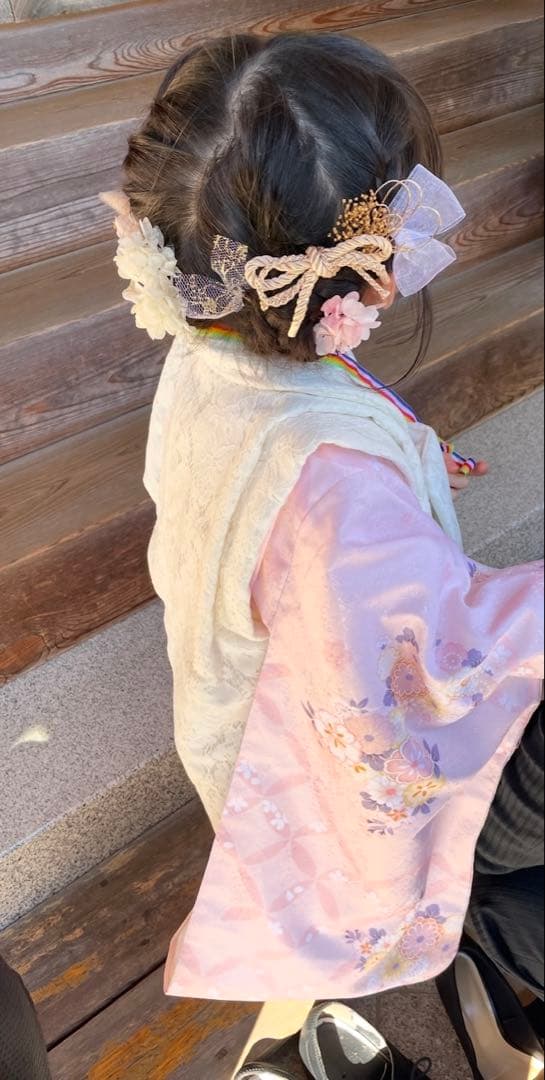 ３歳七五三着物セット　被布　薄ピンク　花柄