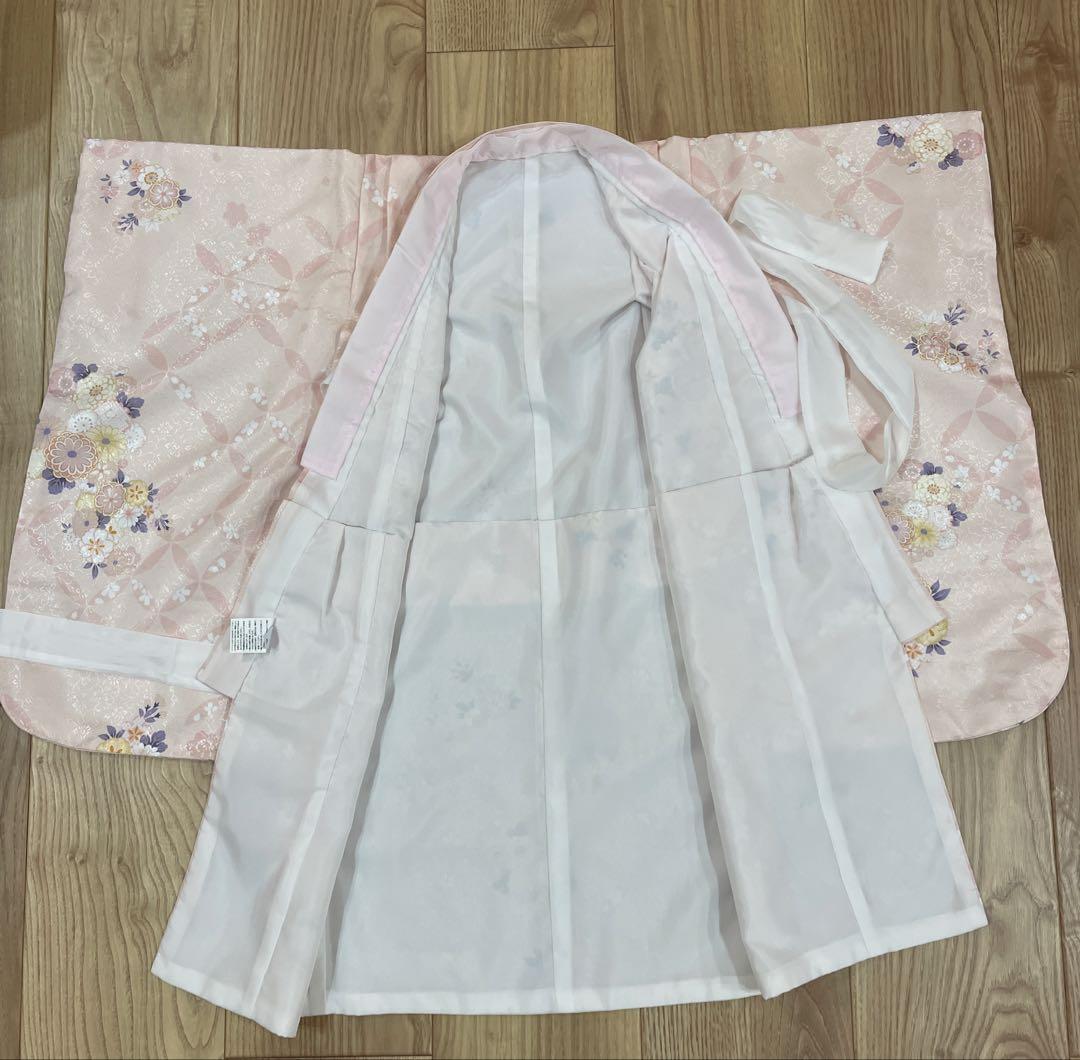 ３歳七五三着物セット　被布　薄ピンク　花柄