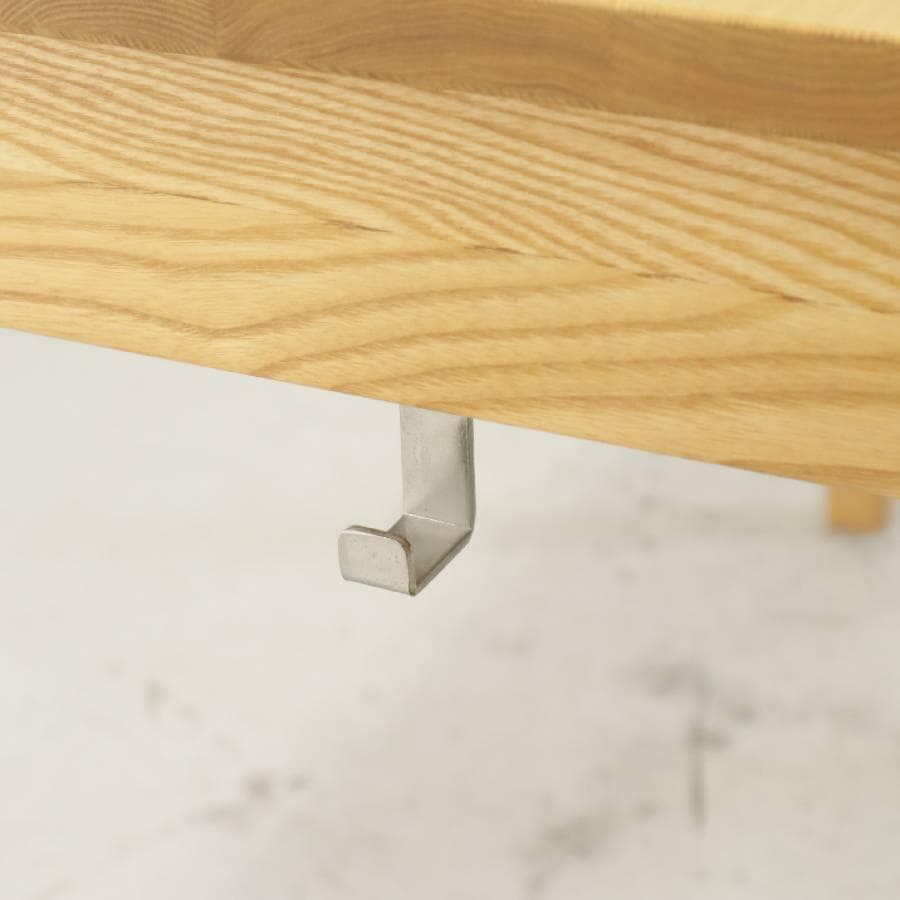 美品 無印良品 タモ材デスク テーブル 学習机 引き出し2杯 フック付き