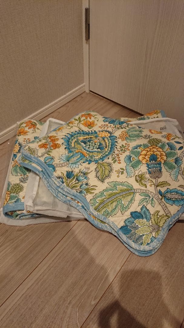 大津毛織　青い花柄 敷きパッド（ シングルサイズ）＋枕カバー2枚セット