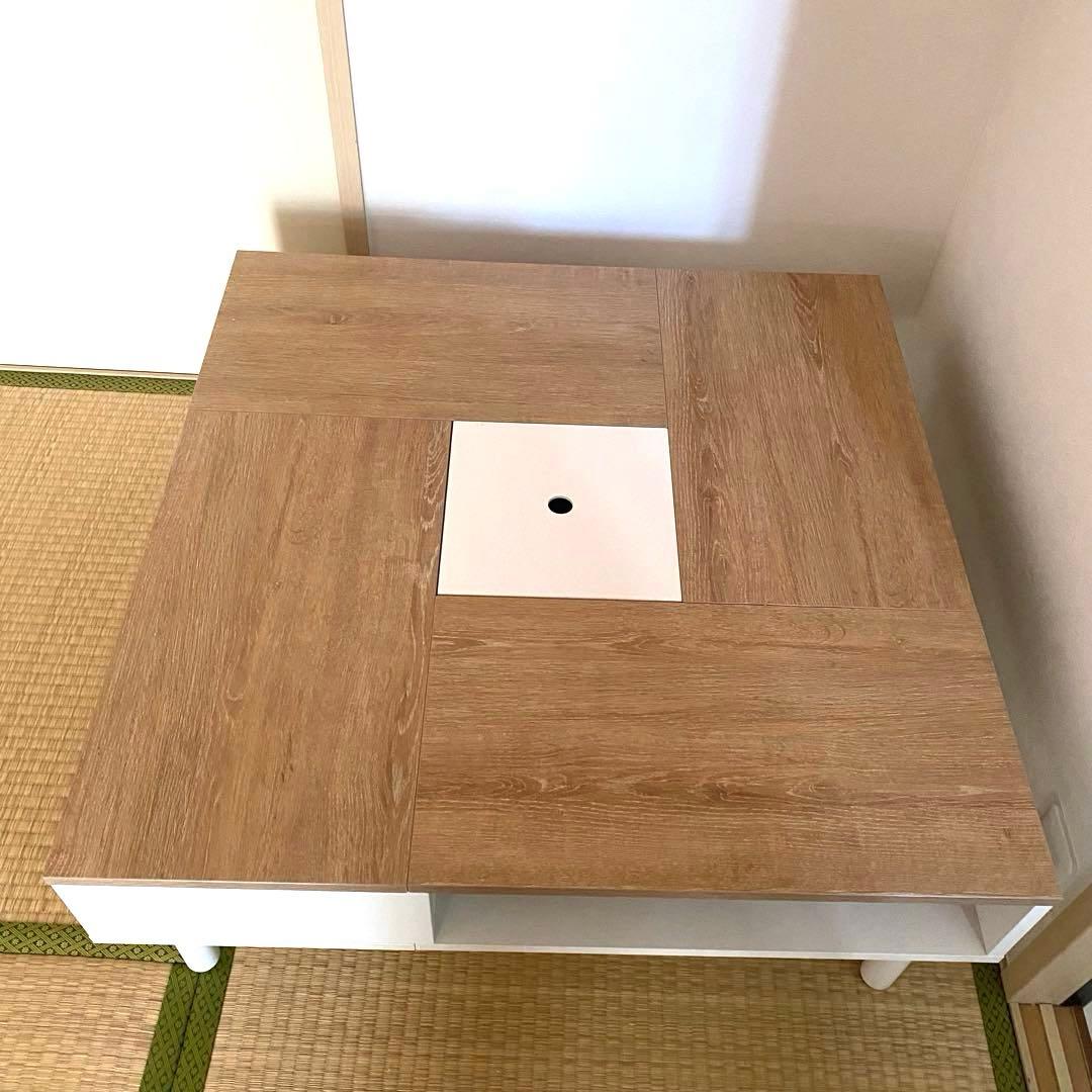 美品 WAMPAT ローテーブル センターテーブル 収納あり ホワイトオーク