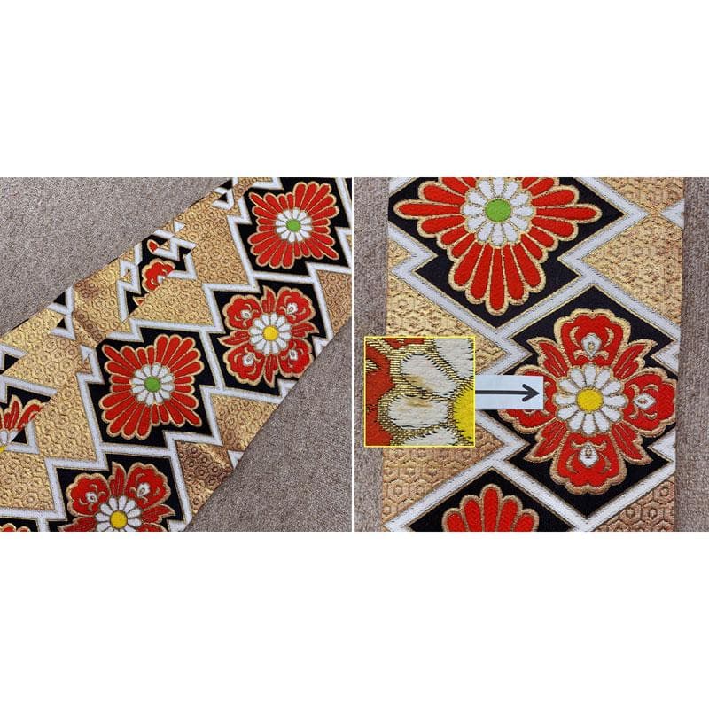 601ag23◎七五三 七歳 女児 アンティーク着物&丸帯 レトロ 花丸◎