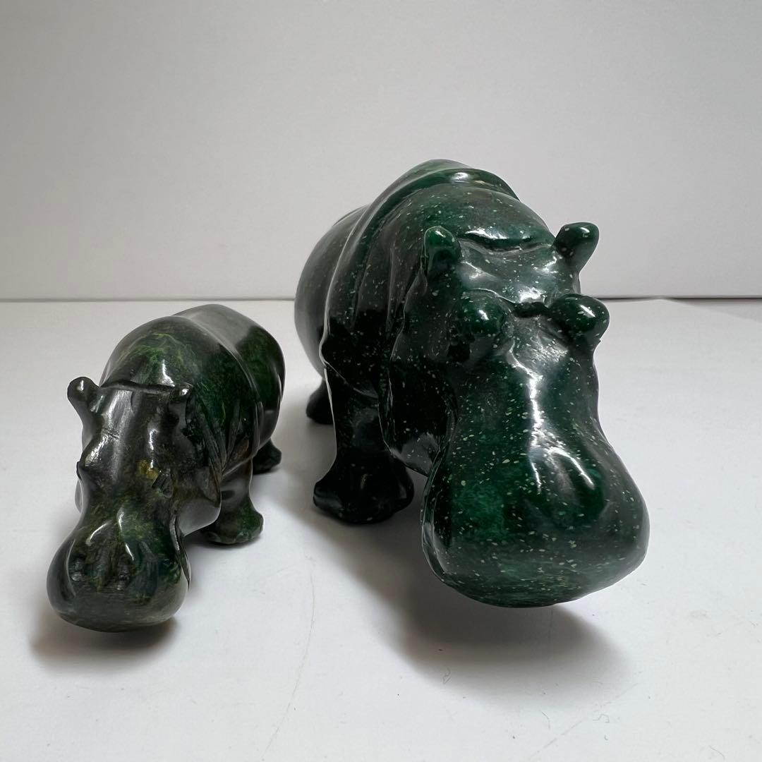 マラカイト（孔雀石）　カバ親子　東K8-0203☆2F