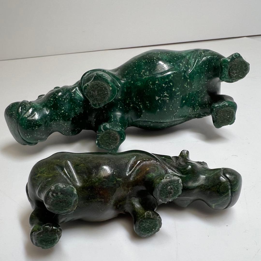 マラカイト（孔雀石）　カバ親子　東K8-0203☆2F