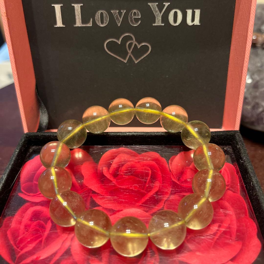 セール！天然石ブレスレット　リビアングラス　高品質　 大玉 高品質]天然リビアングラスブレスレット（約13mm玉） - 埼玉県吉川市の