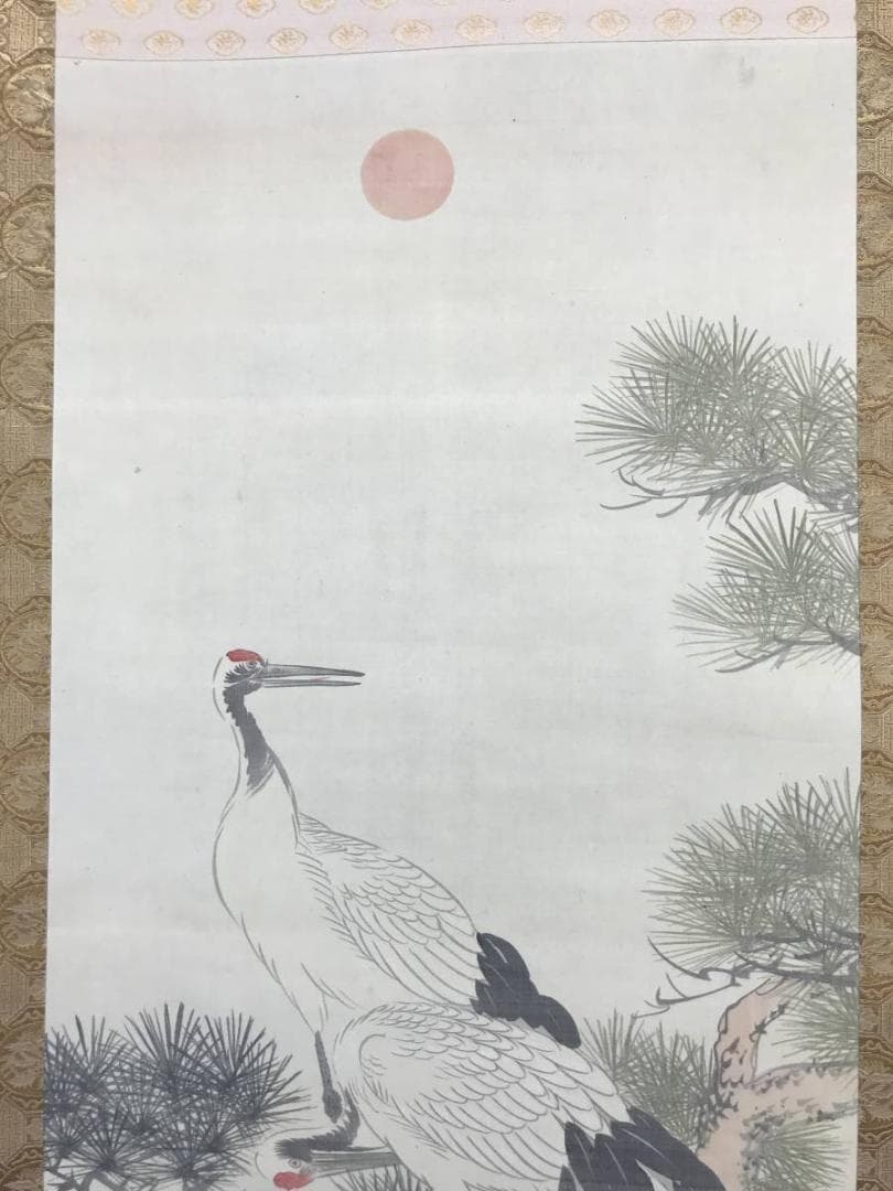 真作】柴田義董/松上双鶴図/鶴図/松鶴図/掛軸/名家伝来/AC-76 - メルカリ