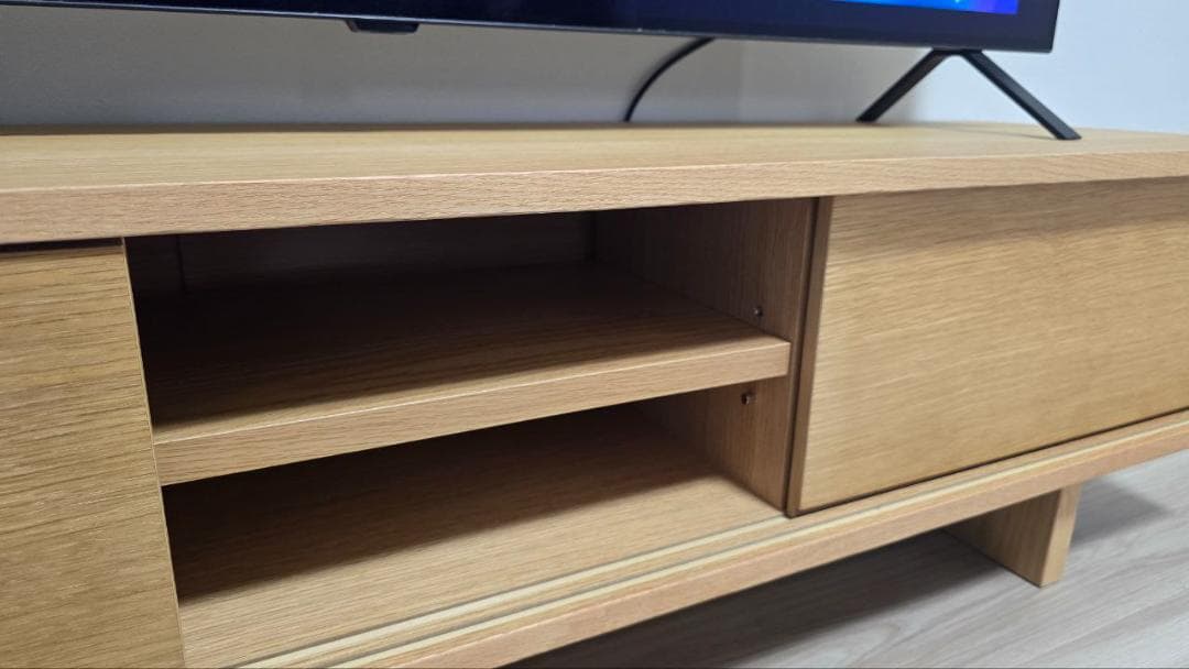 無印良品（MUJI）オーク材ＡＶラック薄型（引戸）・幅１５０ｃｍ