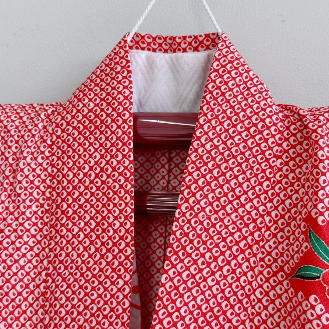 美品　フルセット　七五三　７歳女の子　しぼり柄鼓　緑袋帯　長襦袢付　小物7085