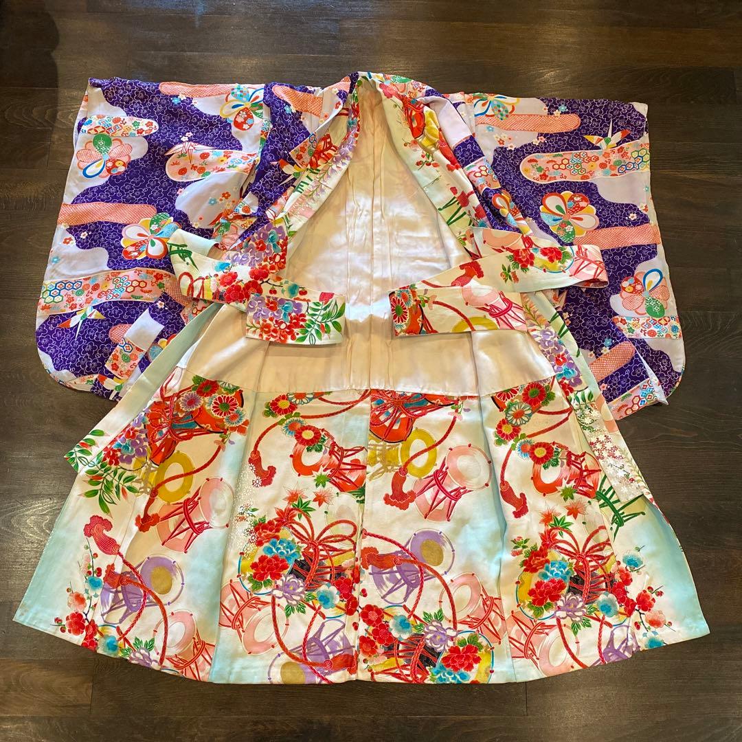 アンティーク 七五三 五歳〜七歳 着物 羽織 フルセット 大正ロマン 正絹 折鶴