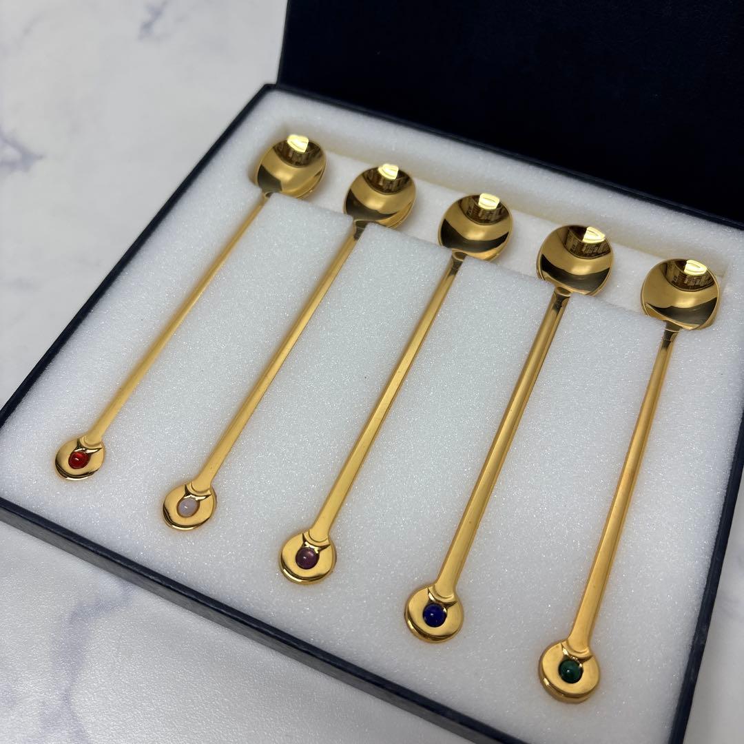 0522 ミキモト　半貴石　カトラリー　スプーン　希少　未使用　※値下げ不可.