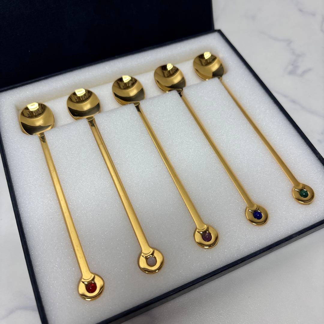 0522 ミキモト　半貴石　カトラリー　スプーン　希少　未使用　※値下げ不可.