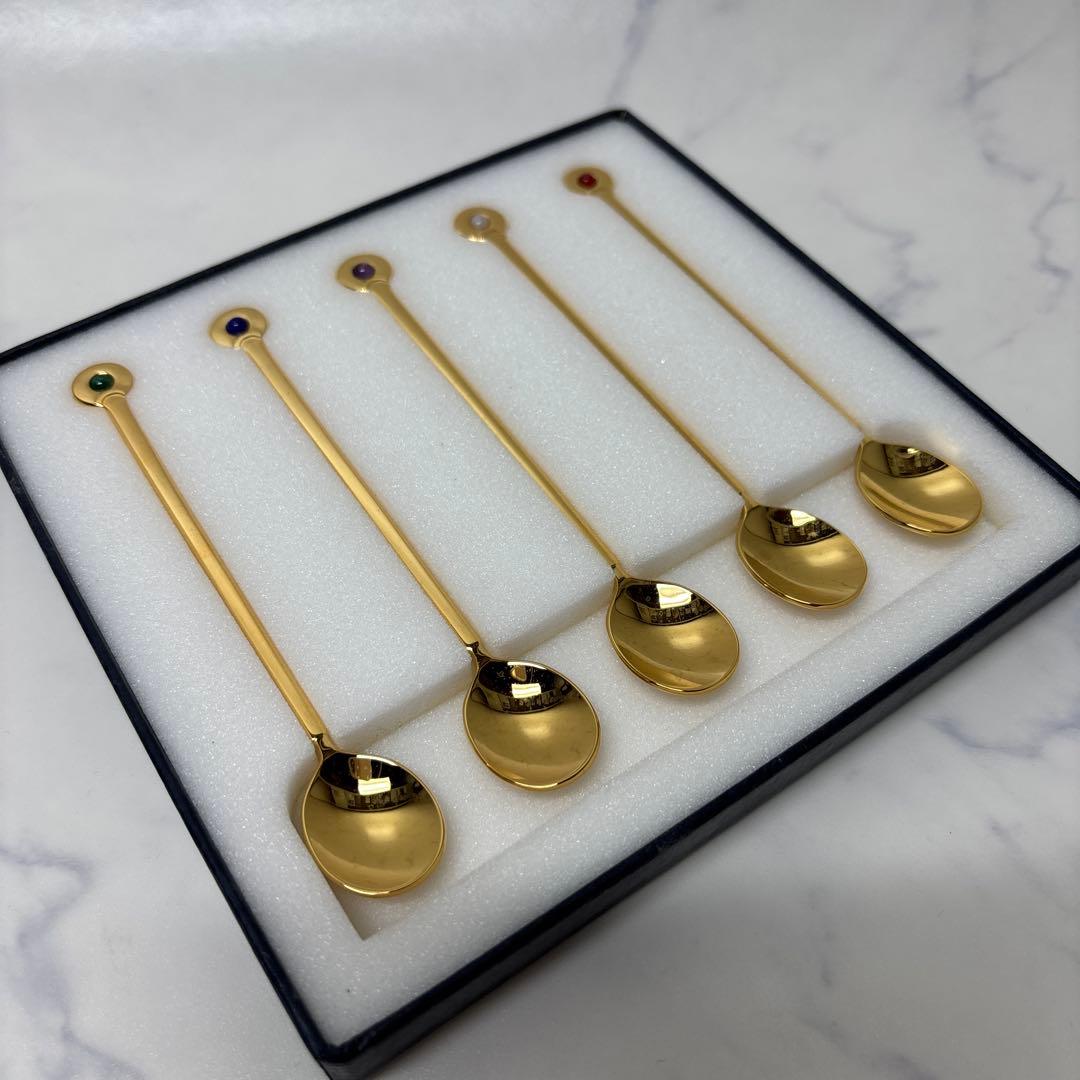 0522 ミキモト　半貴石　カトラリー　スプーン　希少　未使用　※値下げ不可.