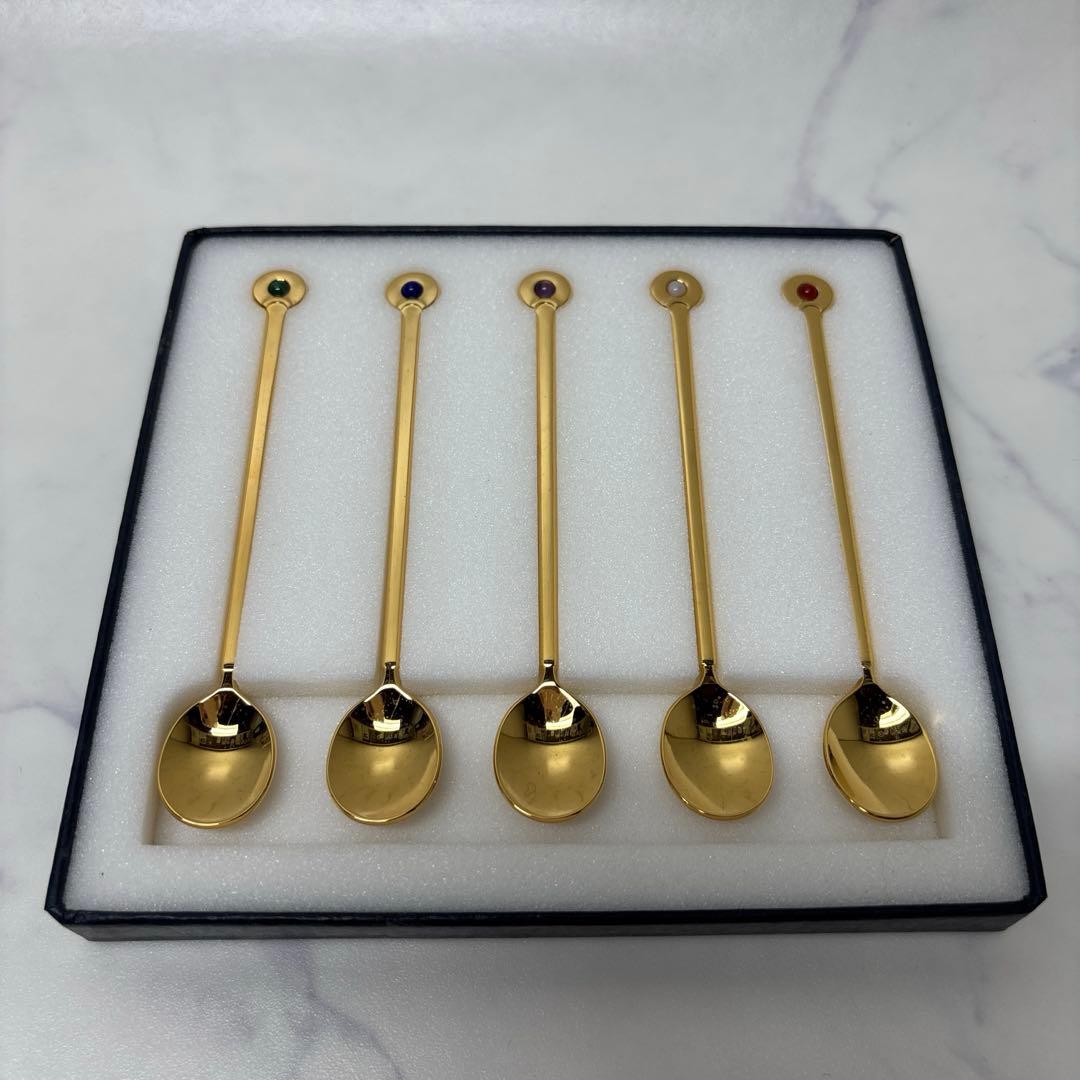 0522 ミキモト　半貴石　カトラリー　スプーン　希少　未使用　※値下げ不可.