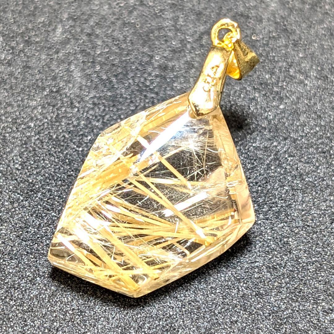 ゴールドタイチンルチルクォーツ ペンダント シルバー925 一部傷あり お買い得