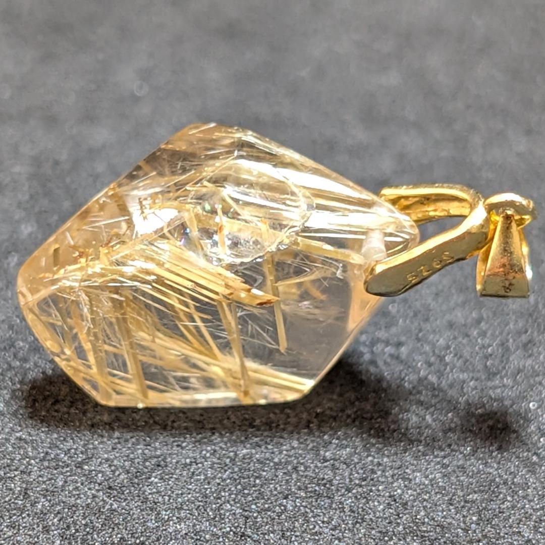 ゴールドタイチンルチルクォーツ ペンダント シルバー925 一部傷あり お買い得