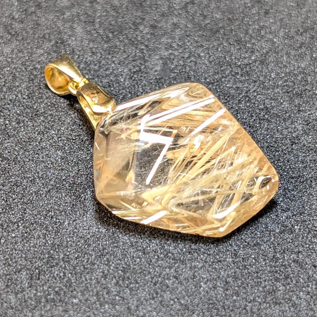 ゴールドタイチンルチルクォーツ ペンダント シルバー925 一部傷あり お買い得