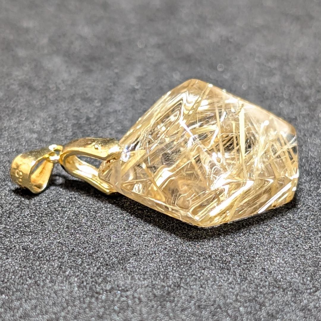 ゴールドタイチンルチルクォーツ ペンダント シルバー925 一部傷あり お買い得