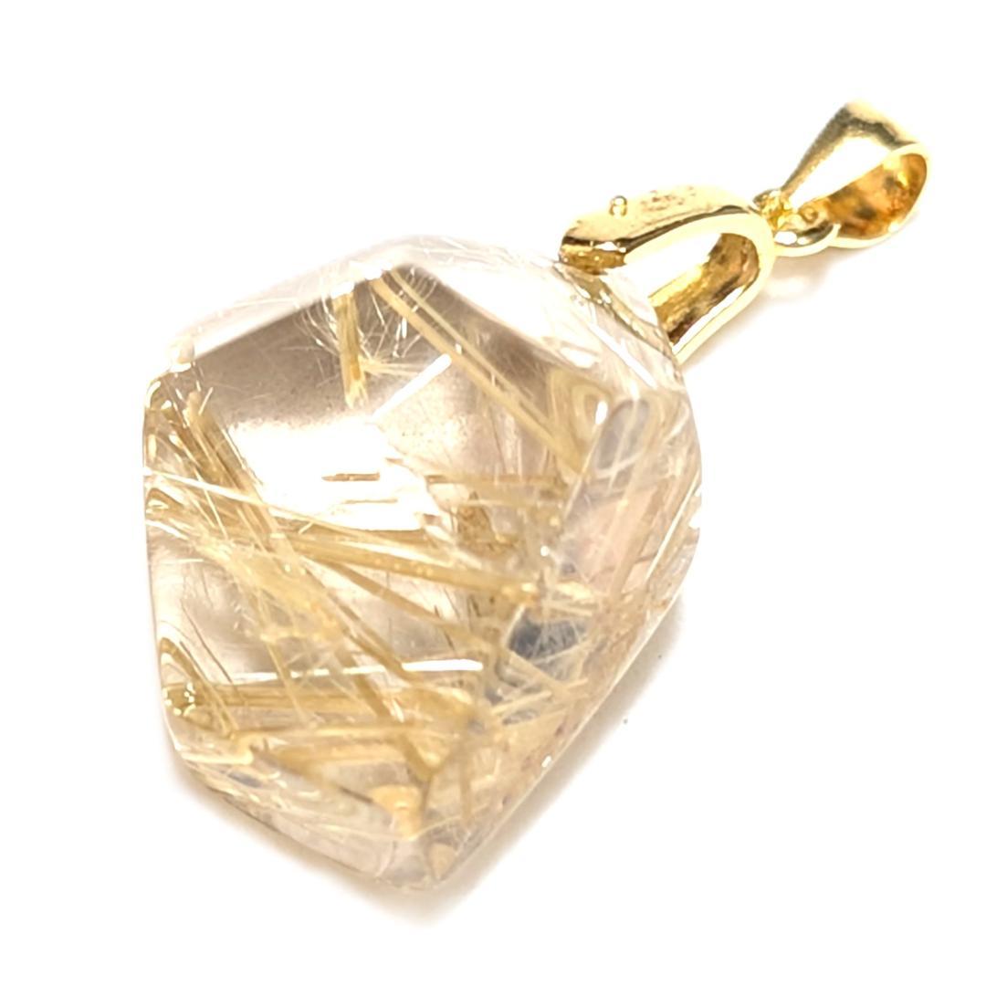 ゴールドタイチンルチルクォーツ ペンダント シルバー925 一部傷あり お買い得