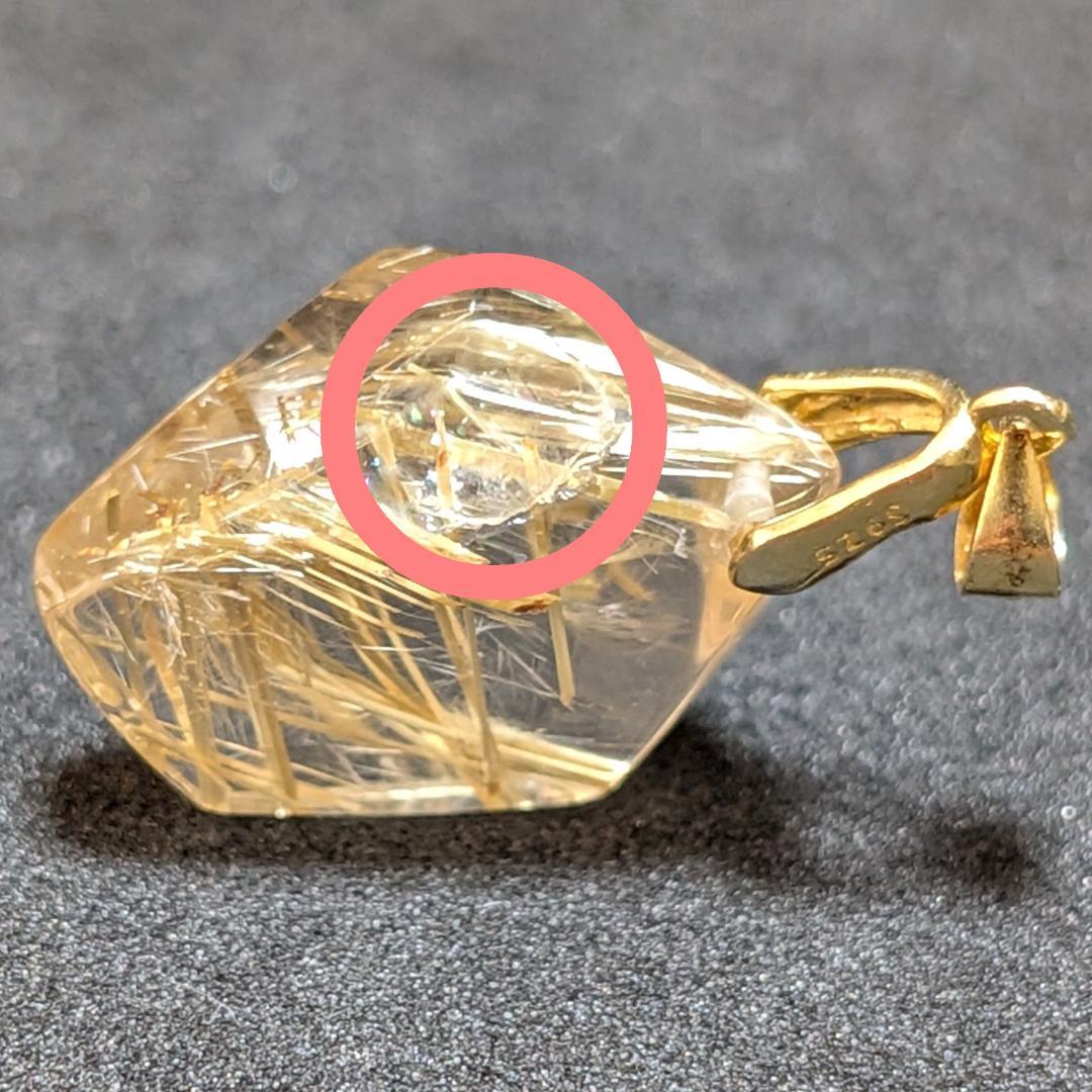 ゴールドタイチンルチルクォーツ ペンダント シルバー925 一部傷あり お買い得