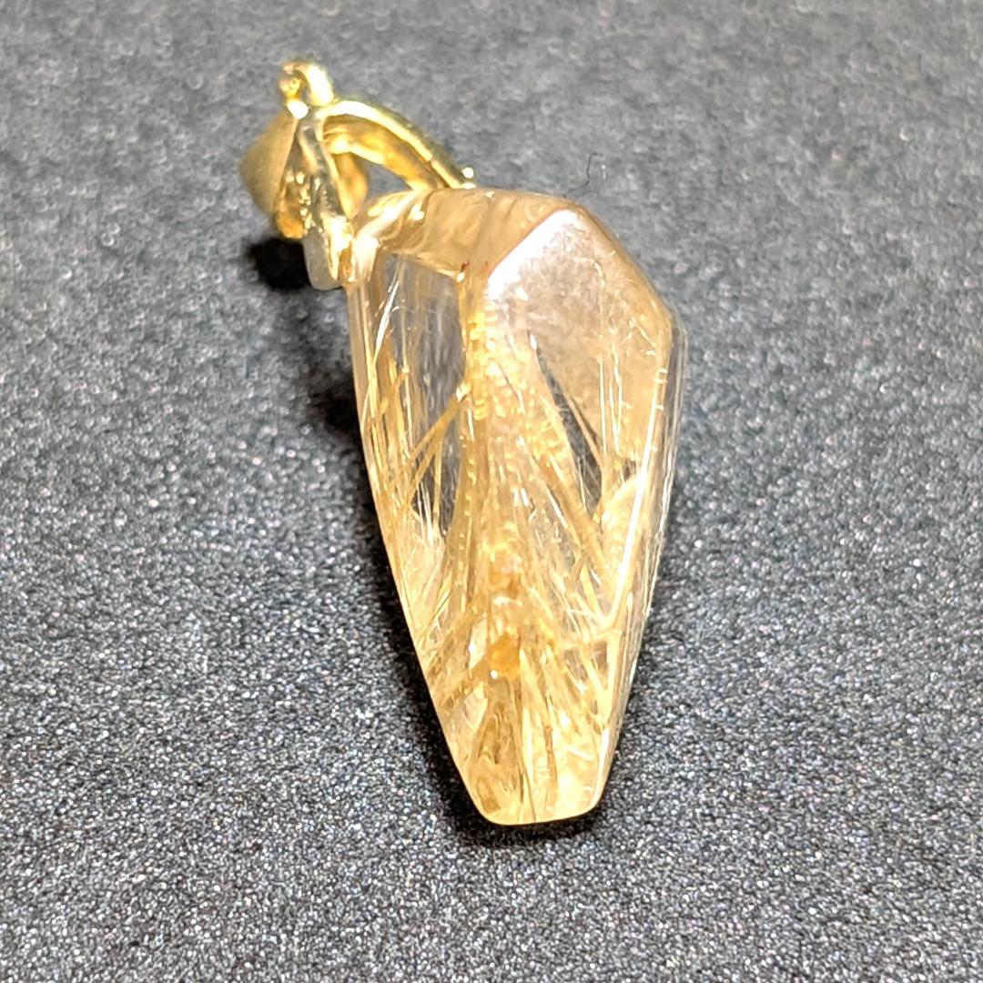 ゴールドタイチンルチルクォーツ ペンダント シルバー925 一部傷あり お買い得