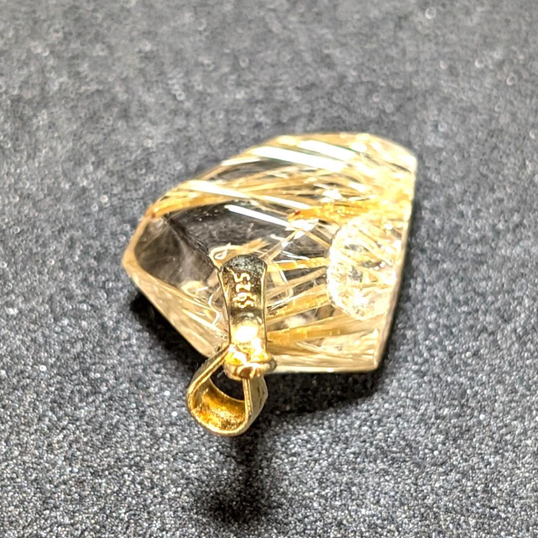 ゴールドタイチンルチルクォーツ ペンダント シルバー925 一部傷あり お買い得