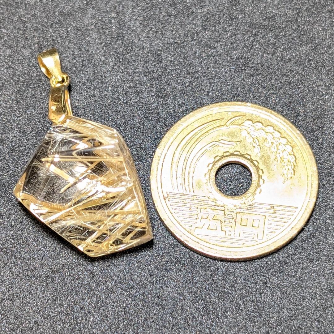 ゴールドタイチンルチルクォーツ ペンダント シルバー925 一部傷あり お買い得