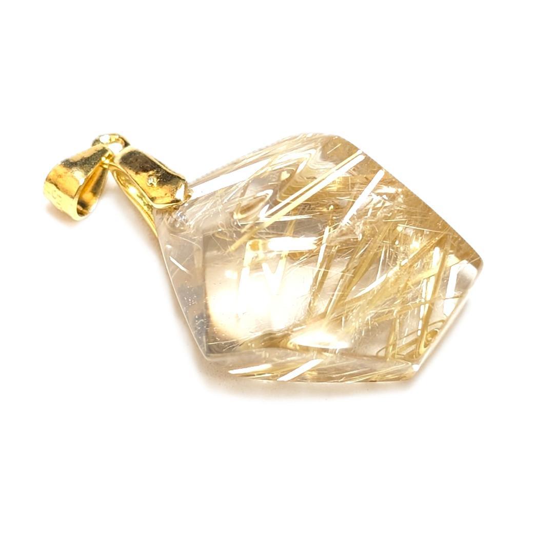 ゴールドタイチンルチルクォーツ ペンダント シルバー925 一部傷あり お買い得