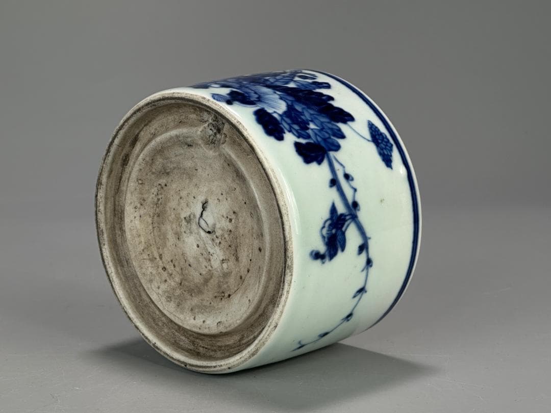 中国美術 清時代 文房具 香道具 青花花蝶文 染付 火入 硯