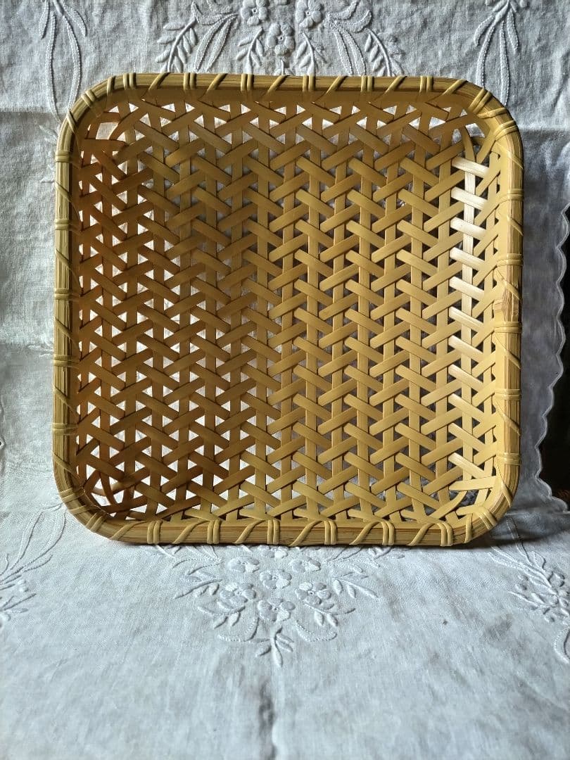 竹製 四角形 編み込み