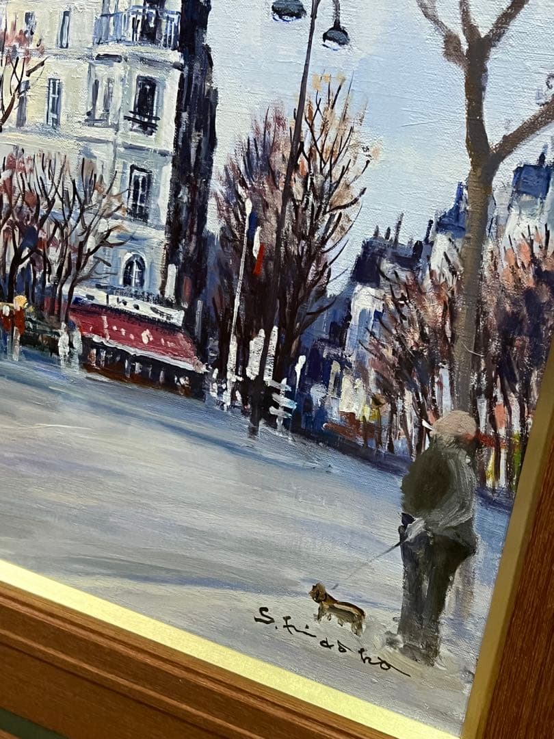 油彩画 街の風景　日高蔀　作品