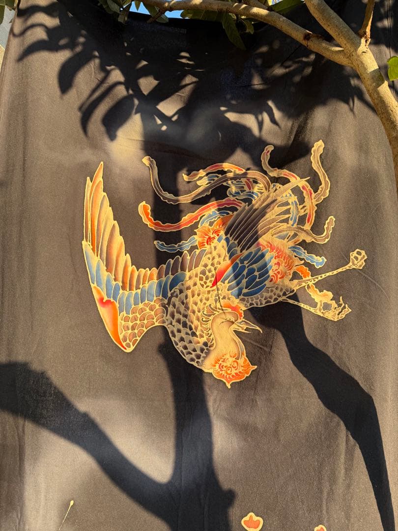 ◯手描きロウケツ染め創作布　 　　　　図柄、　\" 桐と鳳凰\"