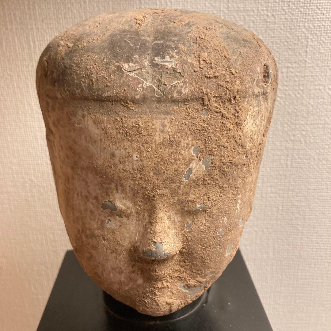 中国美術 漢時代婦人俑 発掘 「漢女」仏頭 オブジェ
