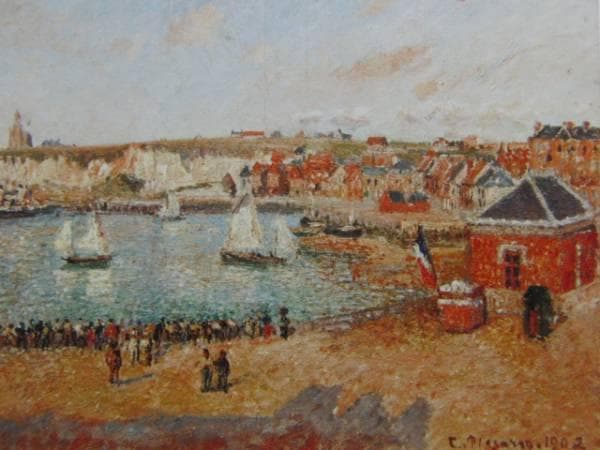 カミーユ・ピサロ、「ディエップの外港、午後、陽光」、希少な画集より