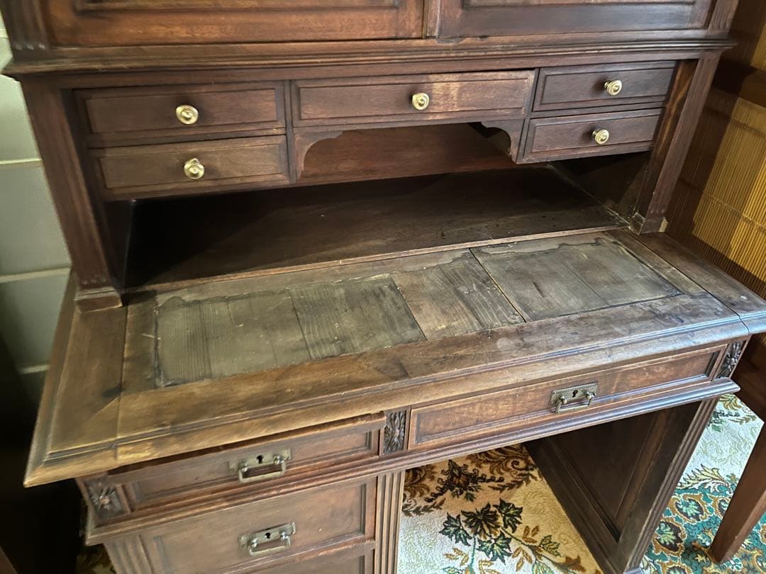 英国製 イギリス アンティーク デスク 棚 ビンテージ インテリア キャビネット