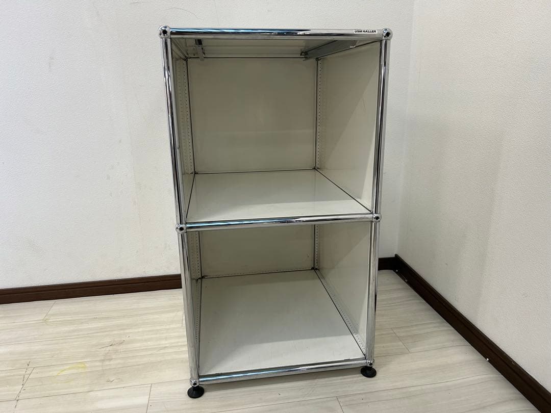 USMハラー 2段シェルフ ホワイト スチールシステム家具 モジュール 収納 棚