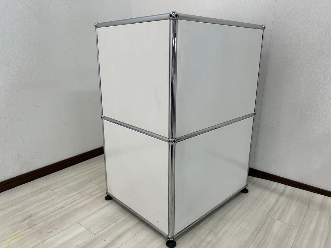 USMハラー 2段シェルフ ホワイト スチールシステム家具 モジュール 収納 棚