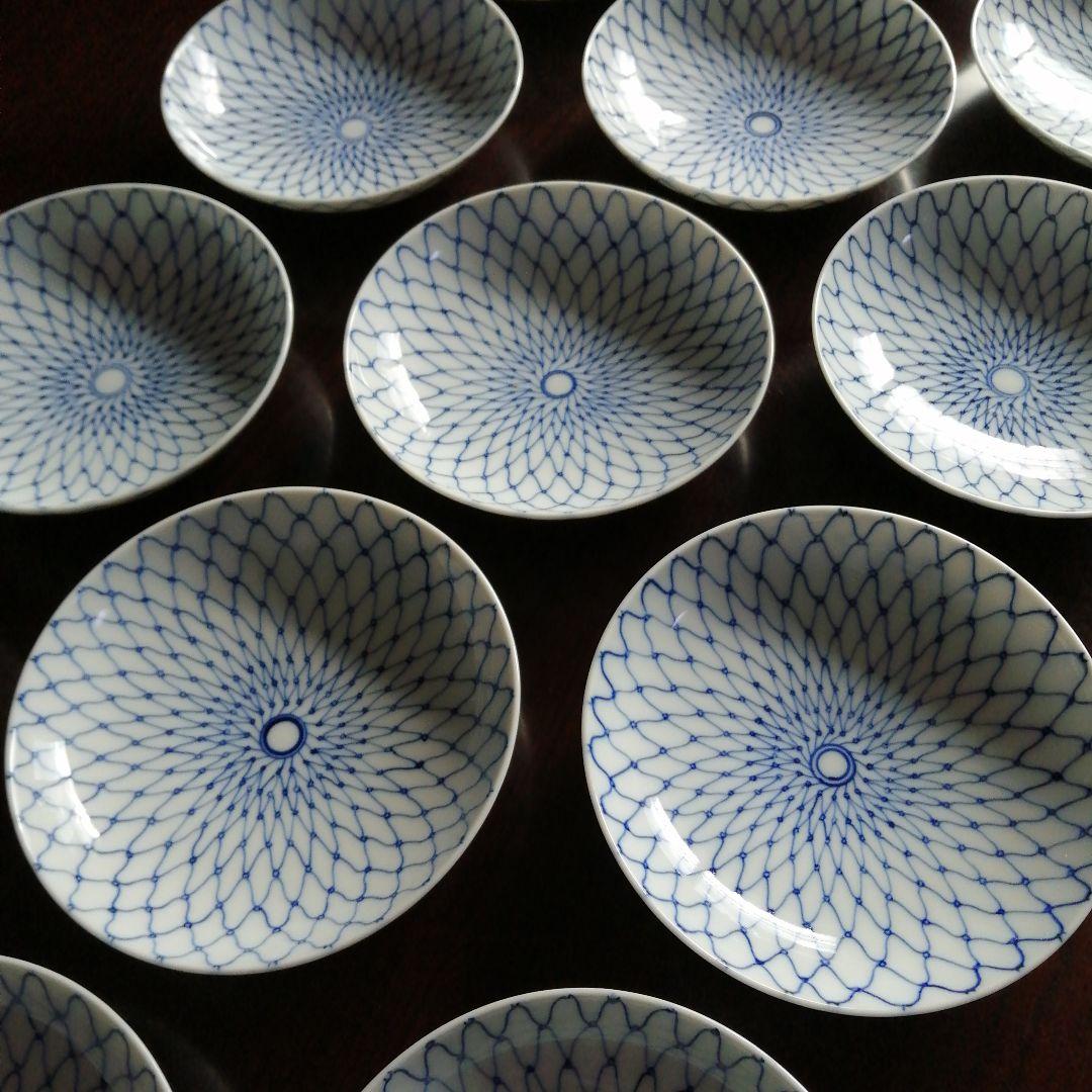 伊万里　染付網手紋皿　15枚　15cm　明治期