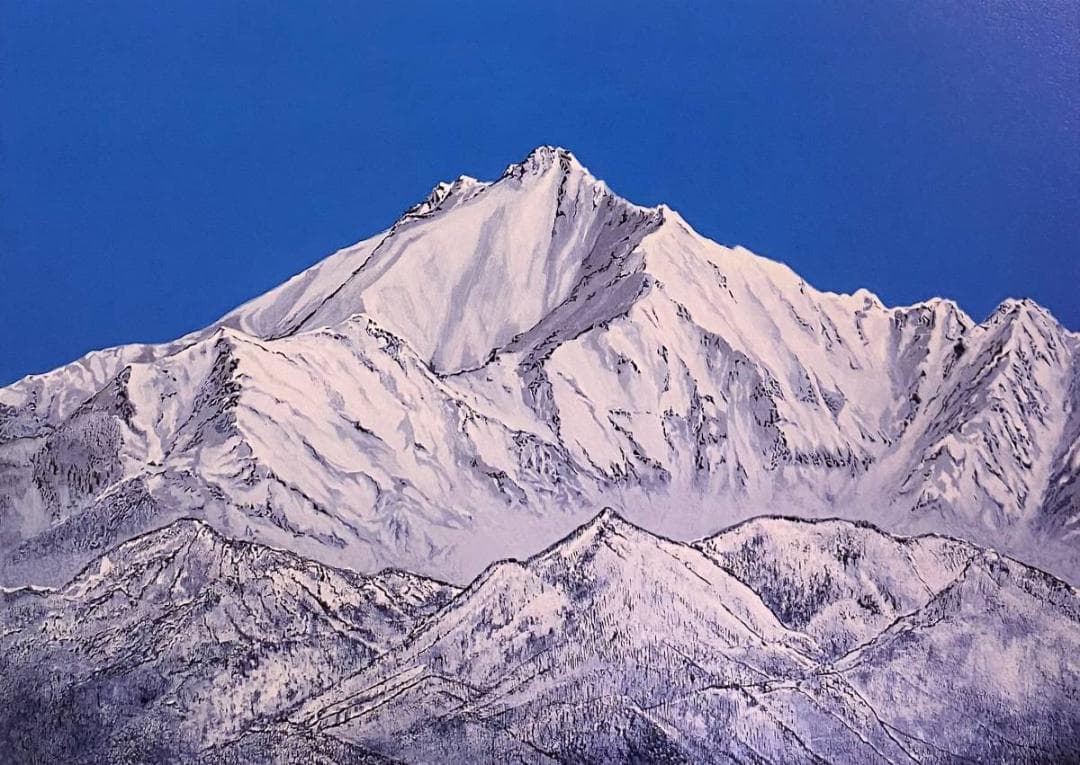 加山又造、【白嶺】、希少な額装用画集より、新品額装付、状態良好