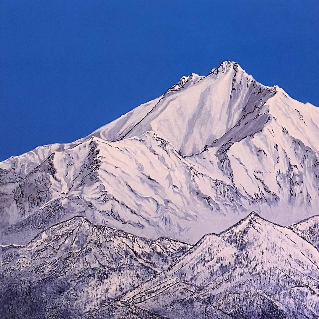 加山又造、【白嶺】、希少な額装用画集より、新品額装付、状態良好