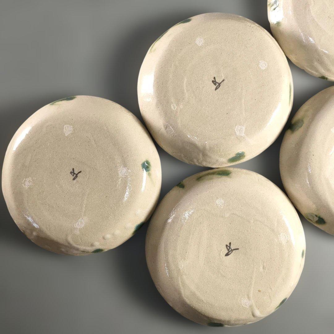 A1358-6/幸兵衛窯/加藤卓男/弥七田織部鳥網向付5客/共箱/飾皿/懐石道具