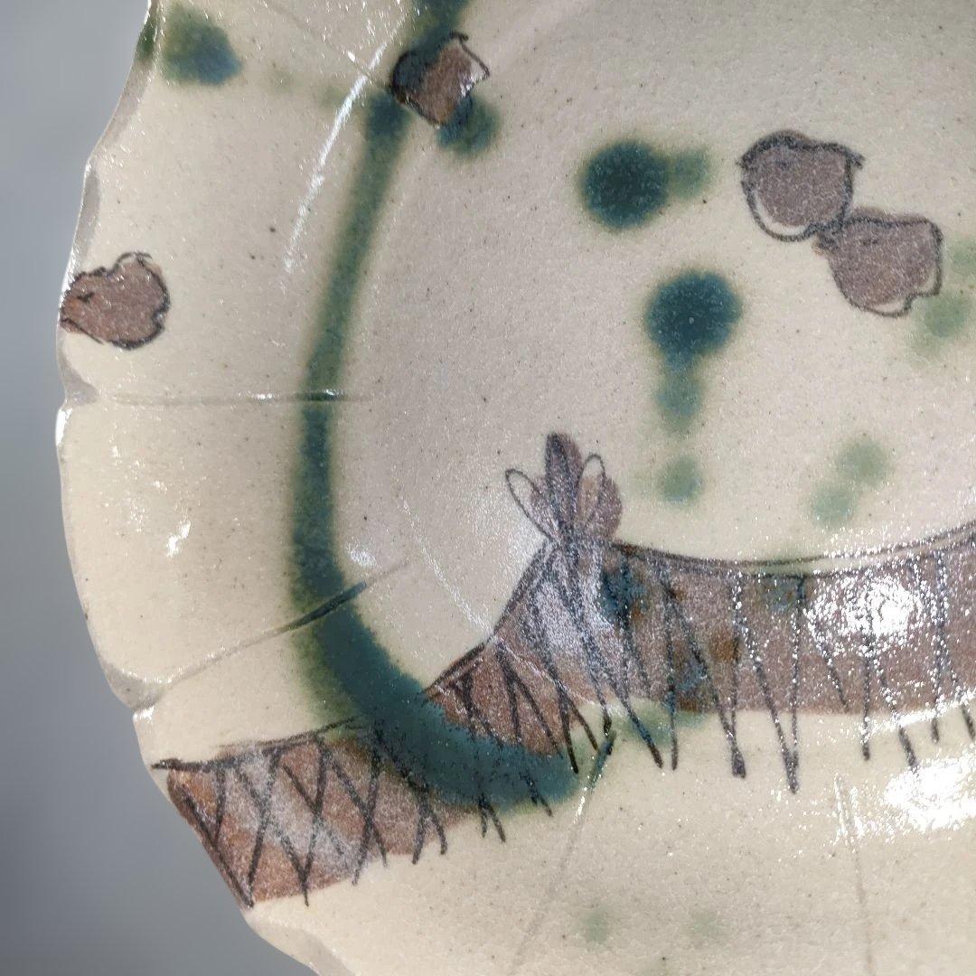 A1358-6/幸兵衛窯/加藤卓男/弥七田織部鳥網向付5客/共箱/飾皿/懐石道具