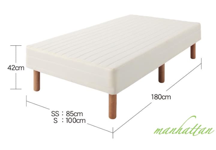 脚付きマットレス ショート丈 セミシングルベッド 北欧 脚22cm