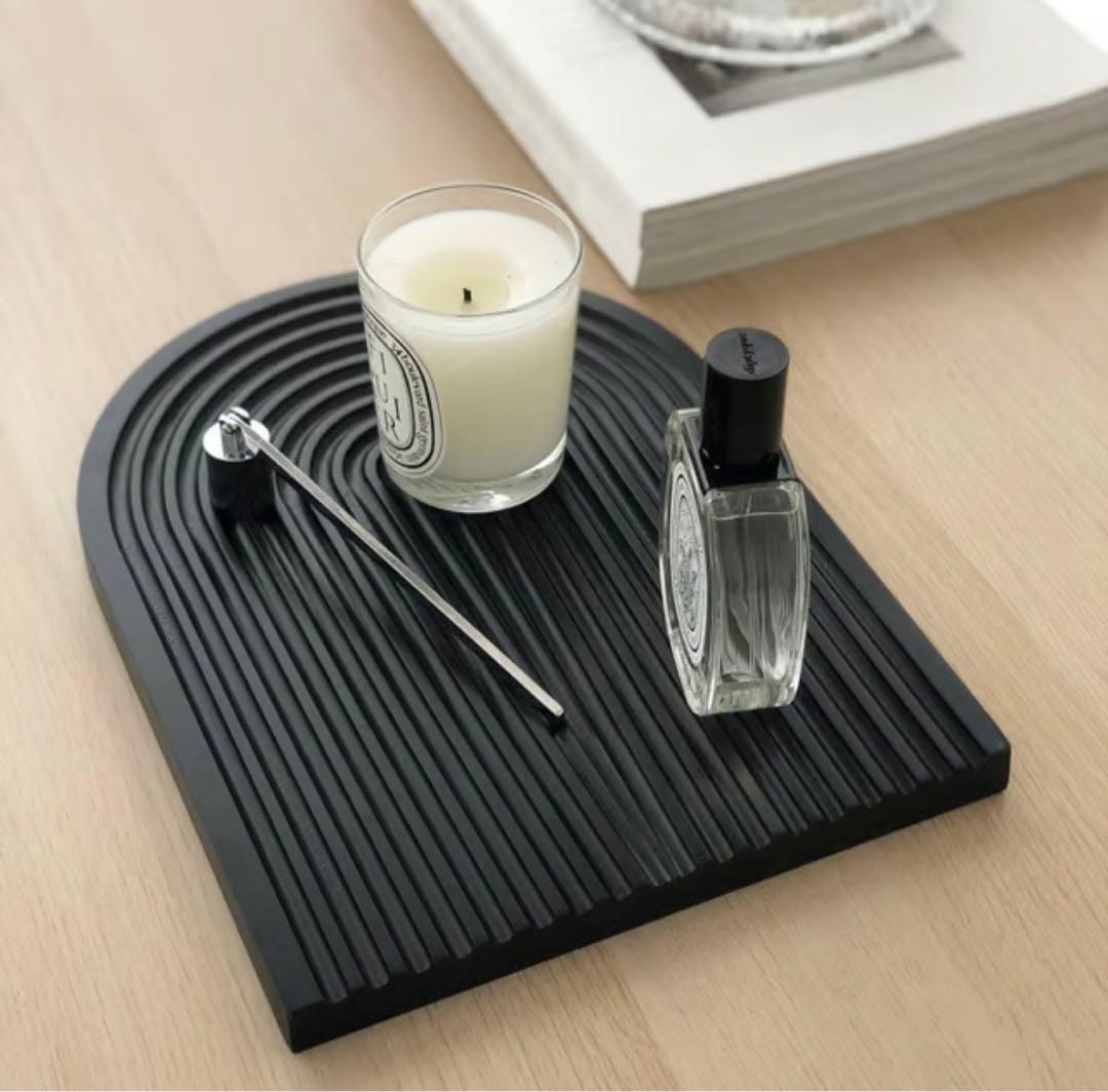 ウッドトレイ ブラック Rainbow カフェトレイ　tray-03111