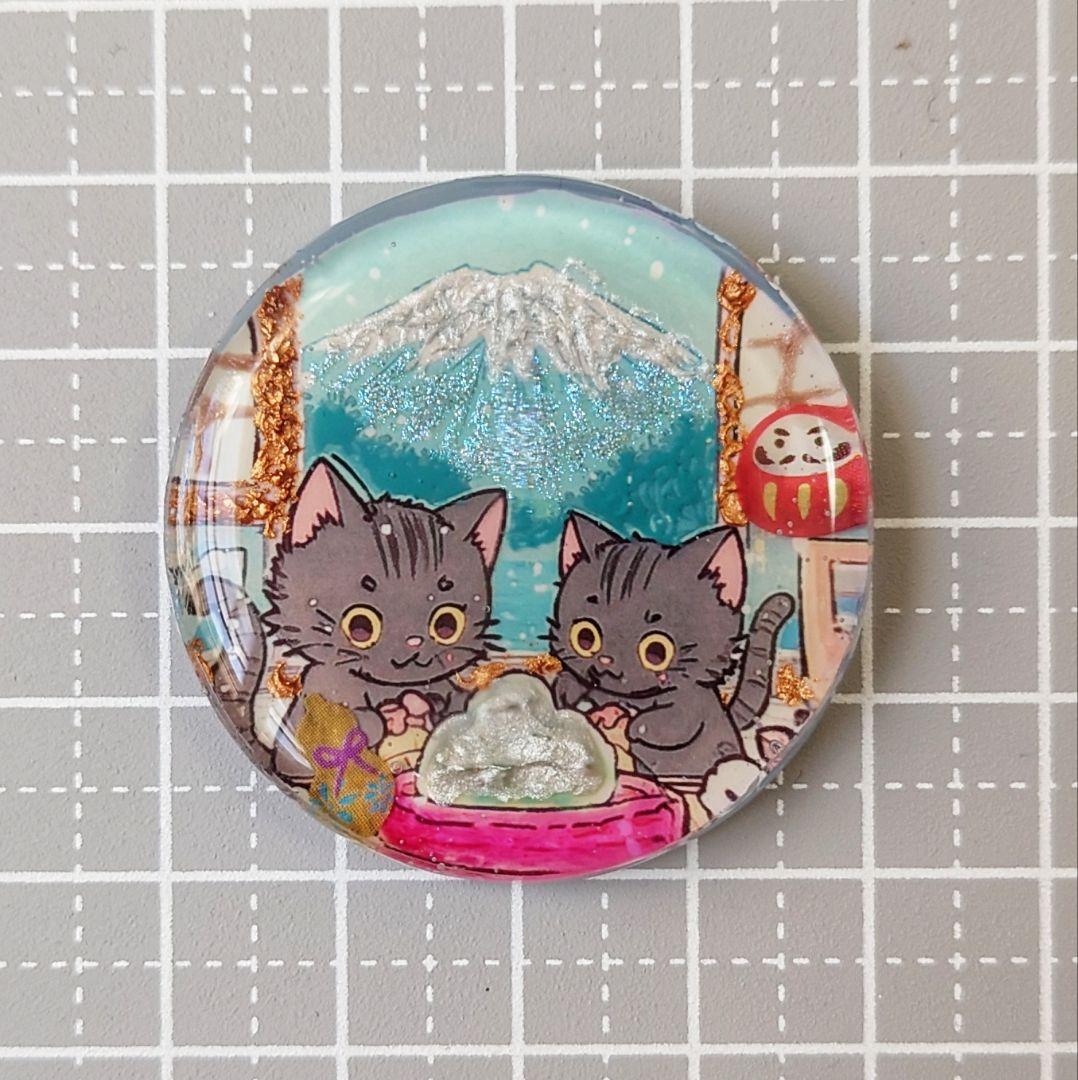 レジン　猫　ヘアゴム　ブローチ　ポニーフック　No.454