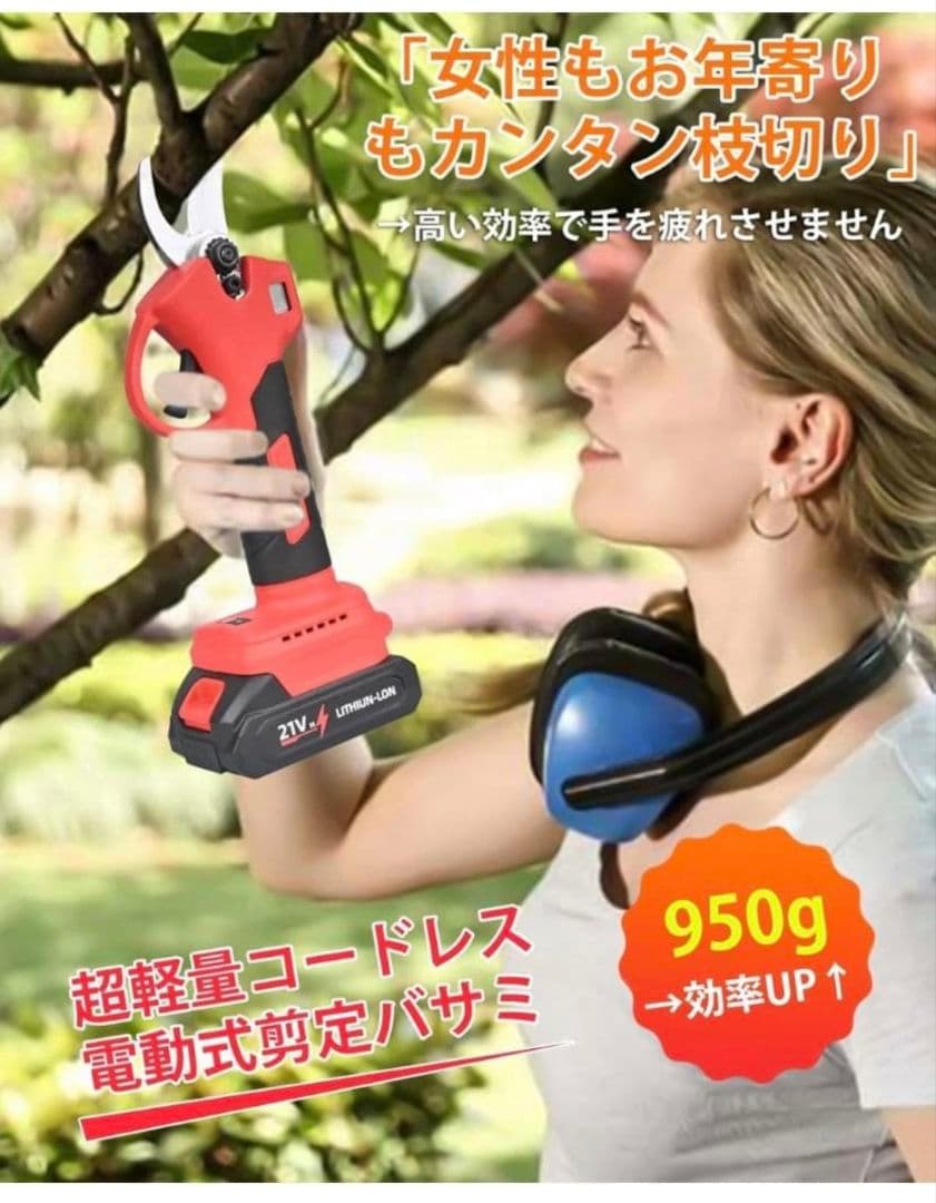 電動剪定バサミ コードレス 園芸のプロ監修 充電式剪定ばさみ バッテリー2個付