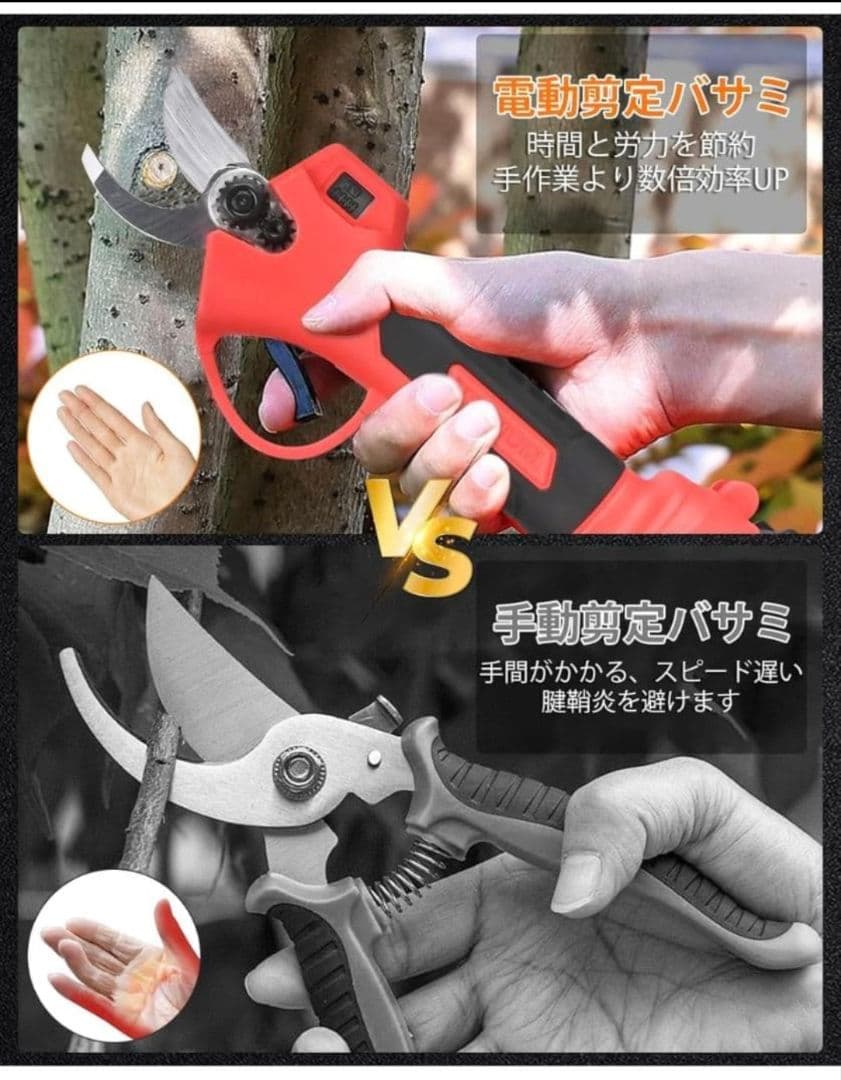 電動剪定バサミ コードレス 園芸のプロ監修 充電式剪定ばさみ バッテリー2個付