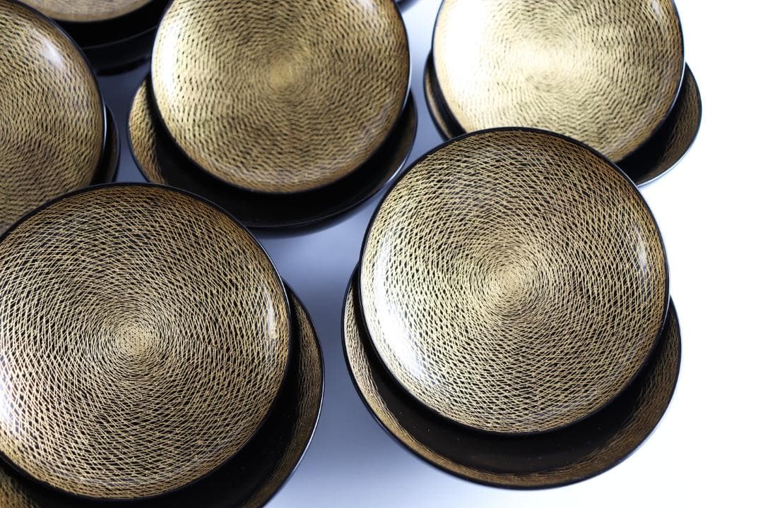 輪島塗 松葉沈金 煮物椀 十客 共箱